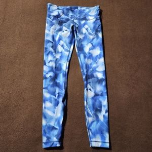 Lululemon Tights Women 28” Wunder Under LR Tight BBBN LW5APES Blue White Size 8